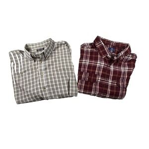 MIXED LOT OF 2 George/Puritan Men's 2XL Multicolor Plaid/Check LS SEE DESCRIPTIO